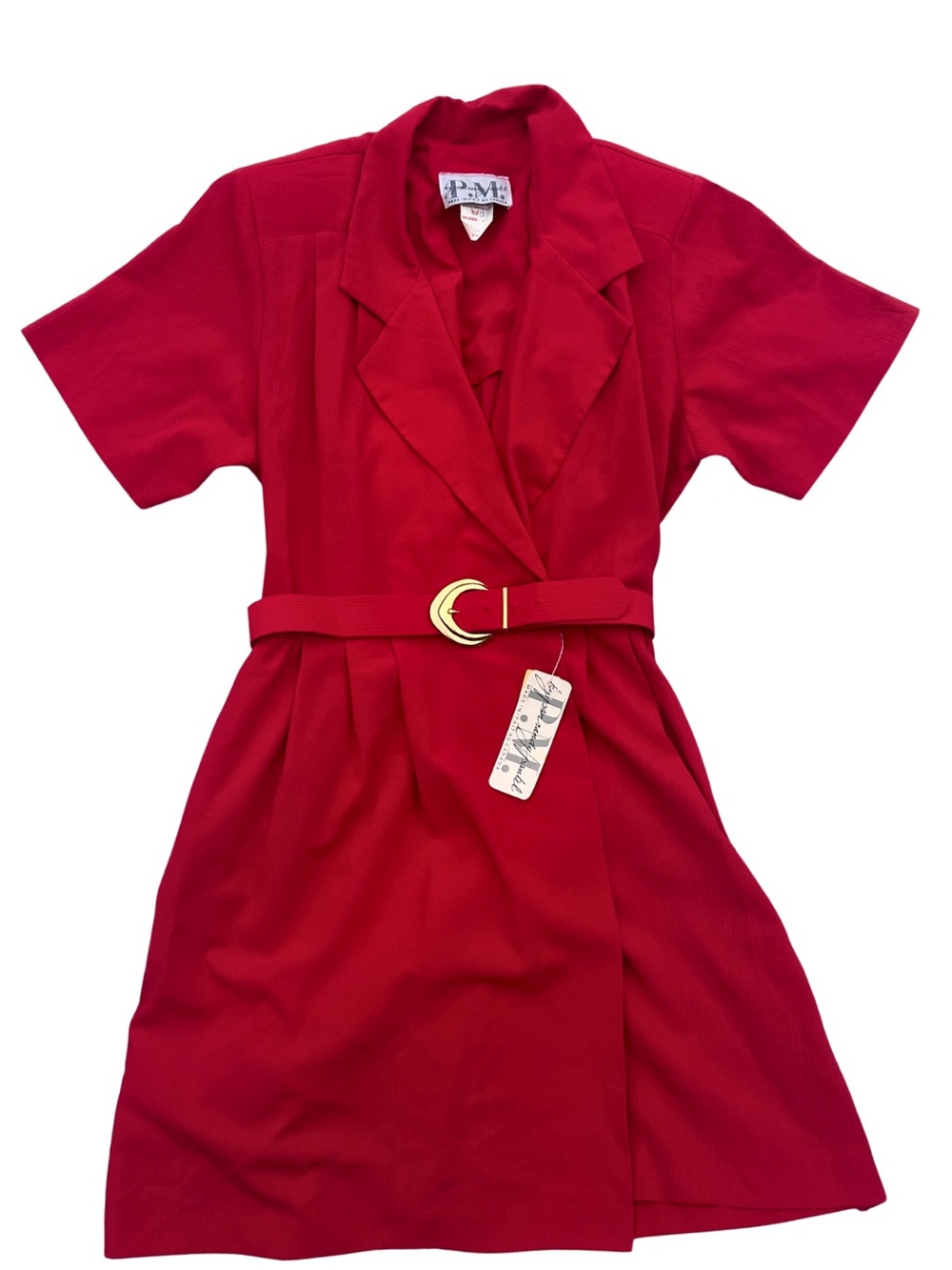 Vintage 90s P.M. Montréal Red Belted Romper Made in Canada size M